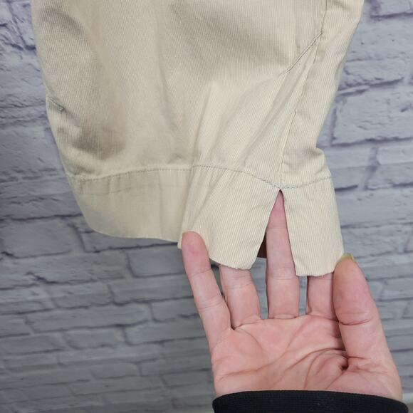 Oneill Capri Cargo Pants Womens 11 Beige Khaki Split Hem Boho Minimalist Coastal - Picture 4 of 10